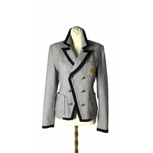 Priorities Womens Gray 6 Piece Button Front Double Breasted Peak‎ Blazer Size S